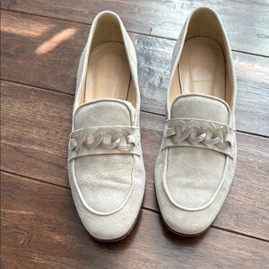 Stylish Beige Loafers with Chain Detail